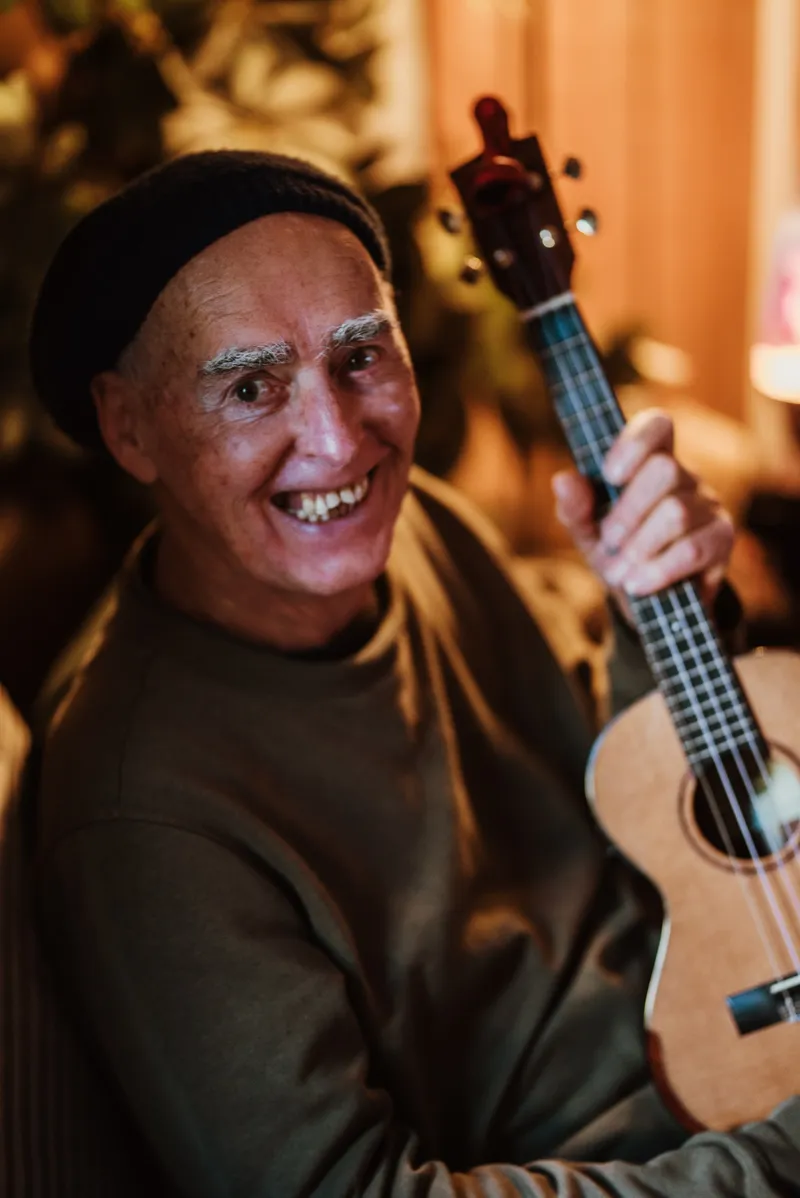 Russell Roberts with his ukulele