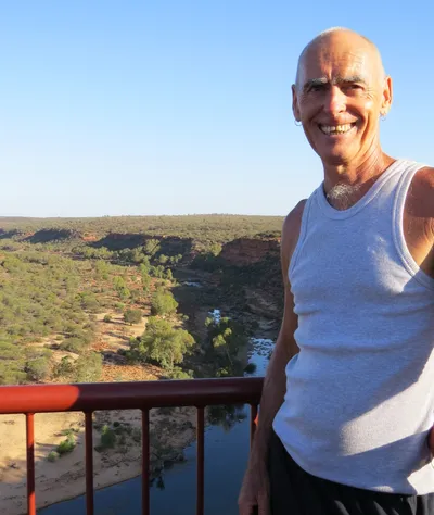 Russell Roberts overlooking landscape